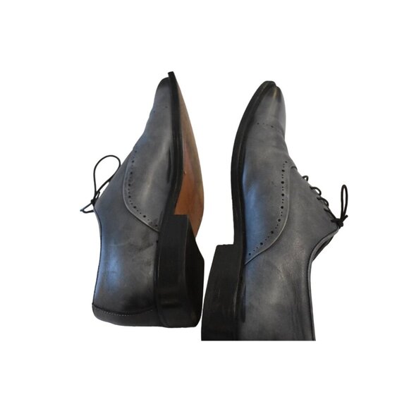 Men\'s Just a Men Shoe Hand Crafted Gray Leather Lace-Up Oxford Dark Toe Size 9 main image 6